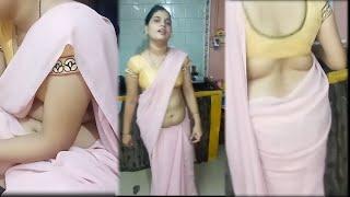 mallu aunty saree wear in house routine