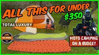 MOTORCYCLE CAMPING GEAR 2024  BEST BUDGET MOTO CAMPING SETUP FOR UNDER $350  MOTO CAMP IN LUXURY