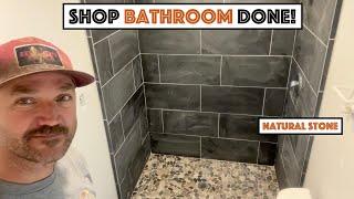 Shop Bathroom Done Natural Stone Shower  Antique Dry Sink Vanity Looks Amazing