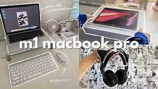 m1 macbook pro 13 silver   unboxing accessories & setup collab w somic