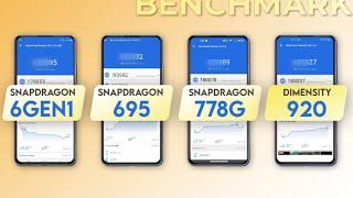 Snapdragon 6 Gen 1 Vs Snapdragon 695 Vs Snapdragon 778G Vs Dimensity 920  Antutu Benchmark & Specs