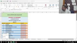 Excel Dersleri - 2  Eğitmen Ali Erdönmez