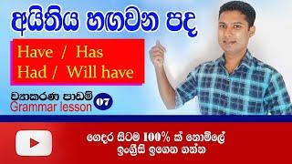 How to use have has had and will have  Spoken English in Sinhala  Sampath Kaluarachchi