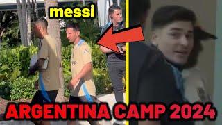 Julian Alvarez happy reaction to Messi arriving at Argentina camp in Miami