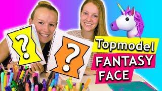TOPModel Gesicht malen DIY CHALLENGE Fantasy Face Einhorn Meerjungfrau Werwolf Kathi vs Patricia