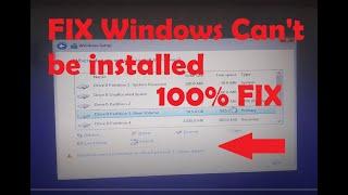 Fix windows cant be installed on drive 0 partition 123 100% easy Fix