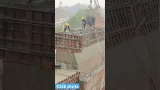 Concrete pouring for bridge abutments and then it suddenly started raining#feedshorts
