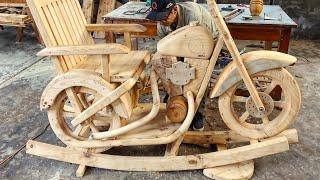 How To Build Wooden Large Motorcycles  Amazing Woodworking Ideas Skills of 70 Years Old Craftsman