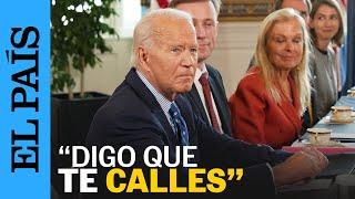 GUERRA UCRANIA  Momento en que Biden manda callar a un periodista que le pregunta por Putin