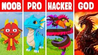 Minecraft DRAGONS STATUE BUILD CHALLENGE - NOOB vs PRO vs HACKER vs GOD  +Animation