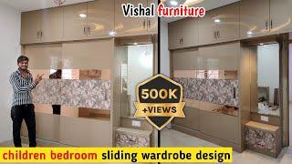 Latest 2022 children bedroom Sliding wardrobe designs with mirror 2 Door Sliding Wardrobe designs