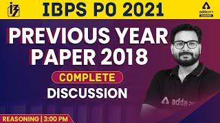 IBPS PO 2021 Foundation Batch  Reasoning  IBPS PO Previous Year Paper 2018 Solution