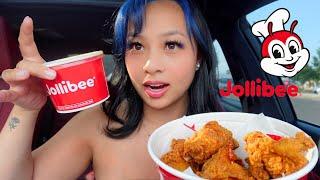 Eating Jollibee fried chicken