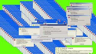 GREEN SCREEN Windows XP Error   VIRUS ERROR    FOOTAGE   SOUND