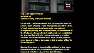 THE 1987 CONSTITUTION ART 11 ACCOUNTABILITY OF PUBLIC OFFICERS SECTION 8