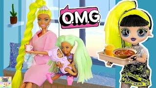 FULL MOVIE - OMG DOLL SICK DAY ROUTINE  Barbie LOL Family Doll Story  Doll Sick Day Movie