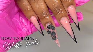 How To Shape Stiletto Nails Tutorial  Step By Step Freestyle