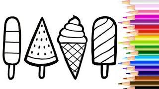 Bolalar uchun muzqaymoq rasm chizish. Drawing and Coloring ice cream toys for kids. Сурет салу