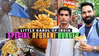 Little Kabul of Delhi - Huge Chicken AFGHANI BURGER @ Rs.50 in Lajpat Nagar  Delhi Street Food