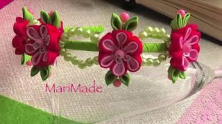 Kanzashi Ribbon Flower Headband DIY Канзаши Ободок Цветы из Лент МК