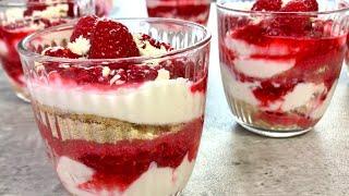 Schnapp dir Himbeeren und mache dieses einfache Dessert in 5 min - Schnelles Dessert im Glas # 73