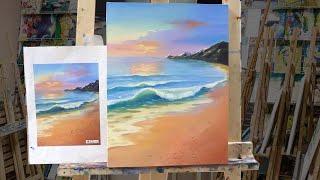 Видео-урок по живописи маслом - пишем море масляными красками. Landscape seaside oil painting video