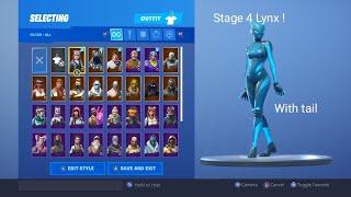 Fortnite Stage 4 Lynx With Tail with all Emotes 