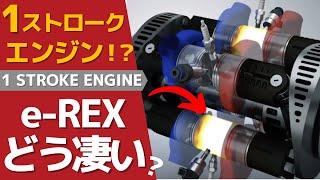 「1ストローク」エンジン登場！？　小型軽量「e-REX」の実力とは