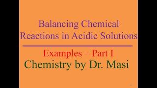 Balancing Chemical Reactions in Acidic Solution Mn BiO3