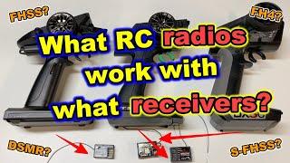 What RC radio transmitter works with what receiver? Futaba Sanwa Spektrum FHSS DSM2 DSMR