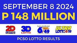 Lotto Result Today 9pm September 8 2024  PCSO Complete