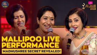 Mallipoo Live Performance  Madhushree Secret Revealed by Sujatha Mohan  JFW Movie Awards 2023