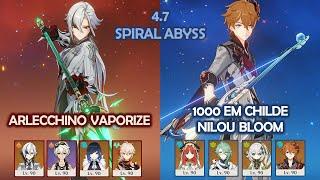 Arlecchino Vaporize & 1000 EM Childe Nilou Bloom - 4.7 Spiral Abyss -  Genshin Impact