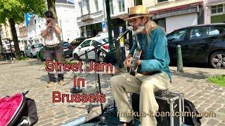 Busking in Brussels - completely improvised with blues harp guitar looper vocals