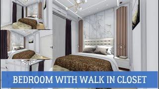 DESAIN INTERIOR BEDROOM WITH WALK IN CLOSET DENGAN LUAS 21 M2 ATAU 3x7 METER CLASSIC MODERN....