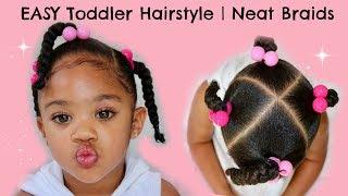 Easy Toddler Hairstyle  How to do NEAT BRAIDS  Curly Toddler Hair