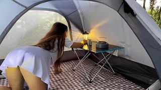 Heavy Rain Camping in Forest - Solo Camping Overnight - ASMR - Rain Camping - Relaxing