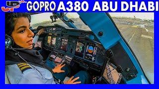ETIHAD AIRBUS A380 Takeoff Abu Dhabi  Flight Deck GoPro View
