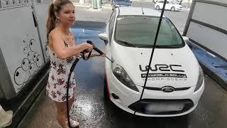 Private Life  Gina Gerson car washing with Mugur