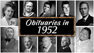 Obituary in 1952 Famous People who died in 1952