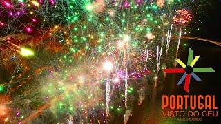 Fireworks filmed with a drone Flying through a firework Drone voa dentro fogo artificio - 4KUltraHD