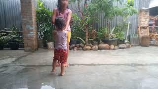 rain shower with my sister  Mandi hujan bersama adik