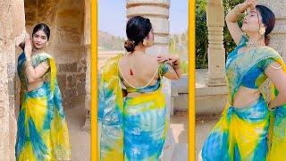 Beautiful Stylish Saree Back Look  Backless Saree Video  Low Waist Backless Saree #saree