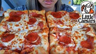 ASMR EATING LITTLE CAESARS CAR MUKBANG STUFFED CRUST DEEP DISH PEPPERONI PIZZA CHICKEN WING TWILIGHT