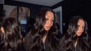 hair vlog ready to wear out the box  body wave wig installation  ft. unice hair