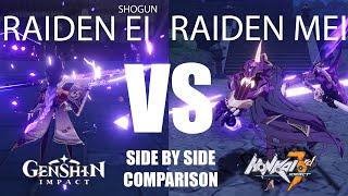 Raiden Shogun VS Raiden Mei - Animation Comparison  Genshin Impact vs Honkai Impact 4K 60FPS