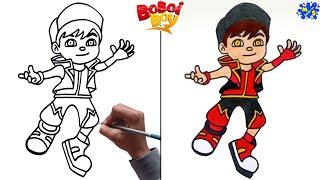 BoBoiBoy drawing  How to draw Boboiboy Blaze