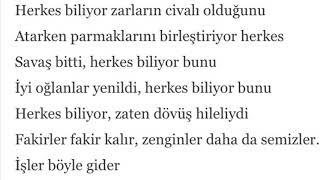 herkes biliyor -everybody knows - leonard cohen