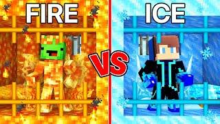 Mikey FIRE Prison vs JJ ICE Prison in Minecraft Maizen