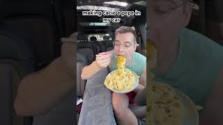 making cacio e pepe pasta in my car 